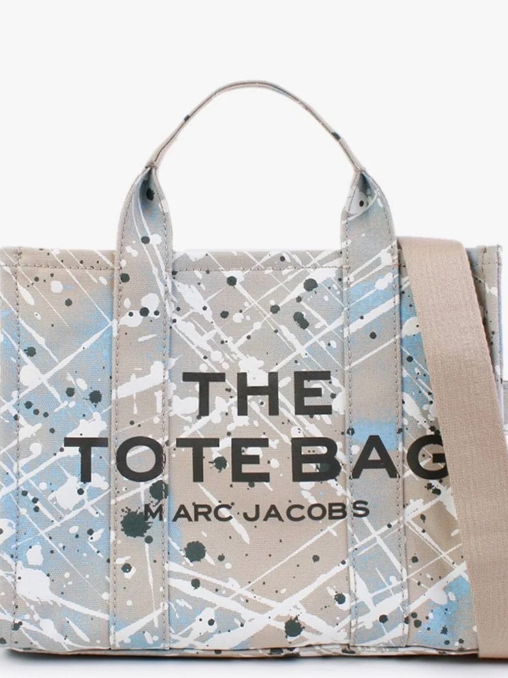Marc Jacobs Tote Bag in Light Blue, Beige & White Splatter